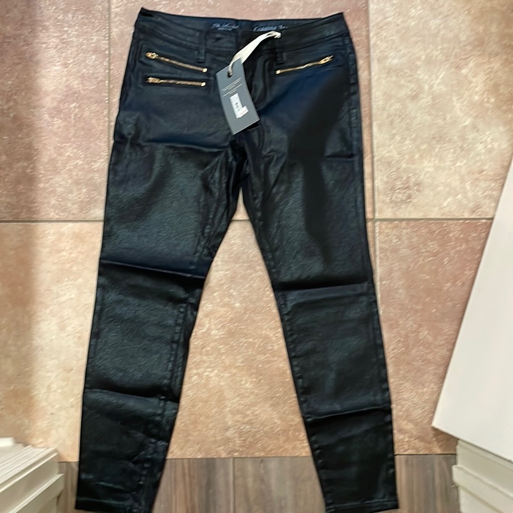 NWT black coated denim skinny jeans sz 8